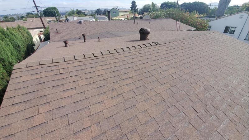 Aerial view of a customer's asphalt shingle roof