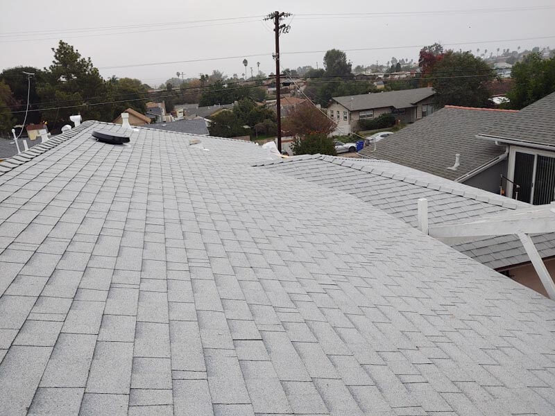 after aerial view of a customer's roof post-installation